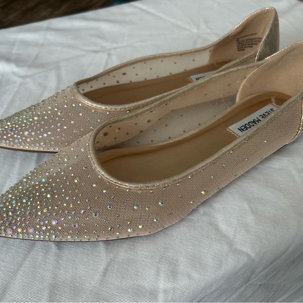 Steve Madden Women's Glittering Beige Flats - Picture 3 of 6